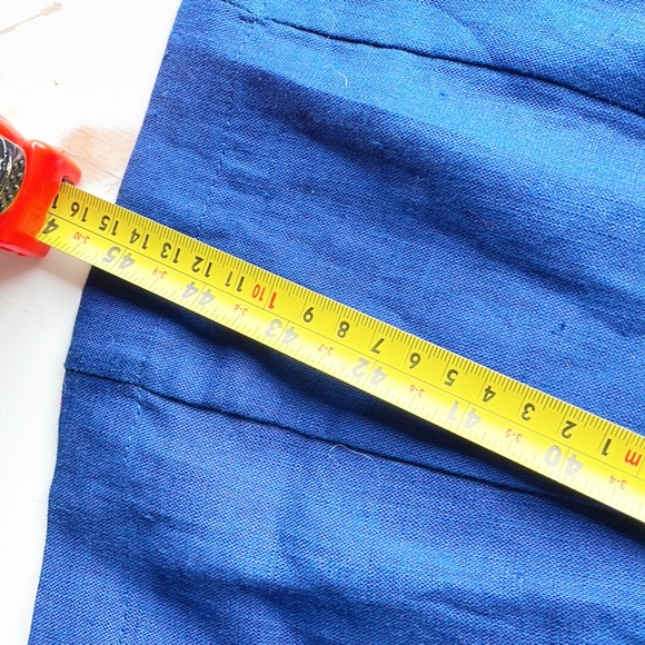 100% Linen Midi Blue Sleeveless Dress Size Petite Med - Picture 9 of 11